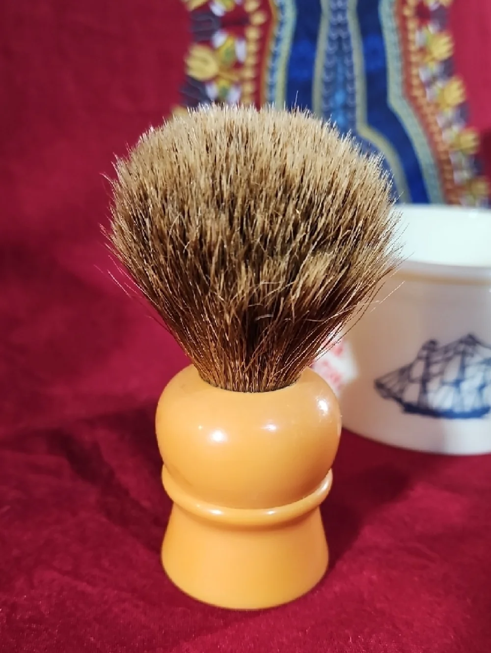 VTG Old Spice Shaving Mug & Bakelite/Catalin Badger Hair/Bristle Shaving Brush